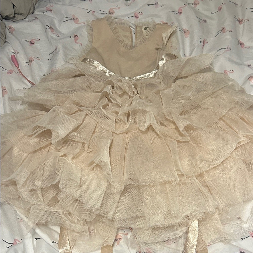 Mia Joy Cream Kids Frilly Dress - 2